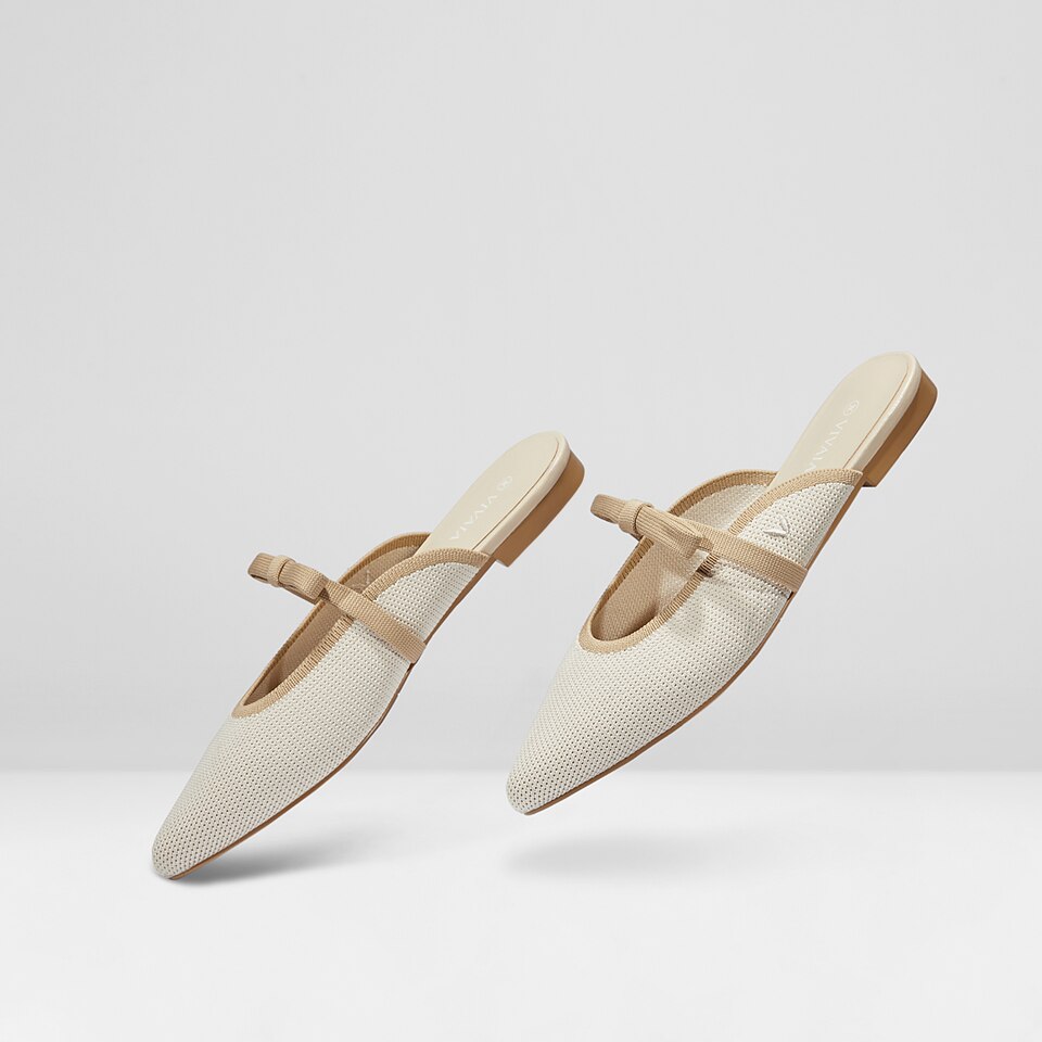 Elsie Pointed Toe Mules in Cream Ivory - Women's Sustainable and Stylish Shoes | Vivaia