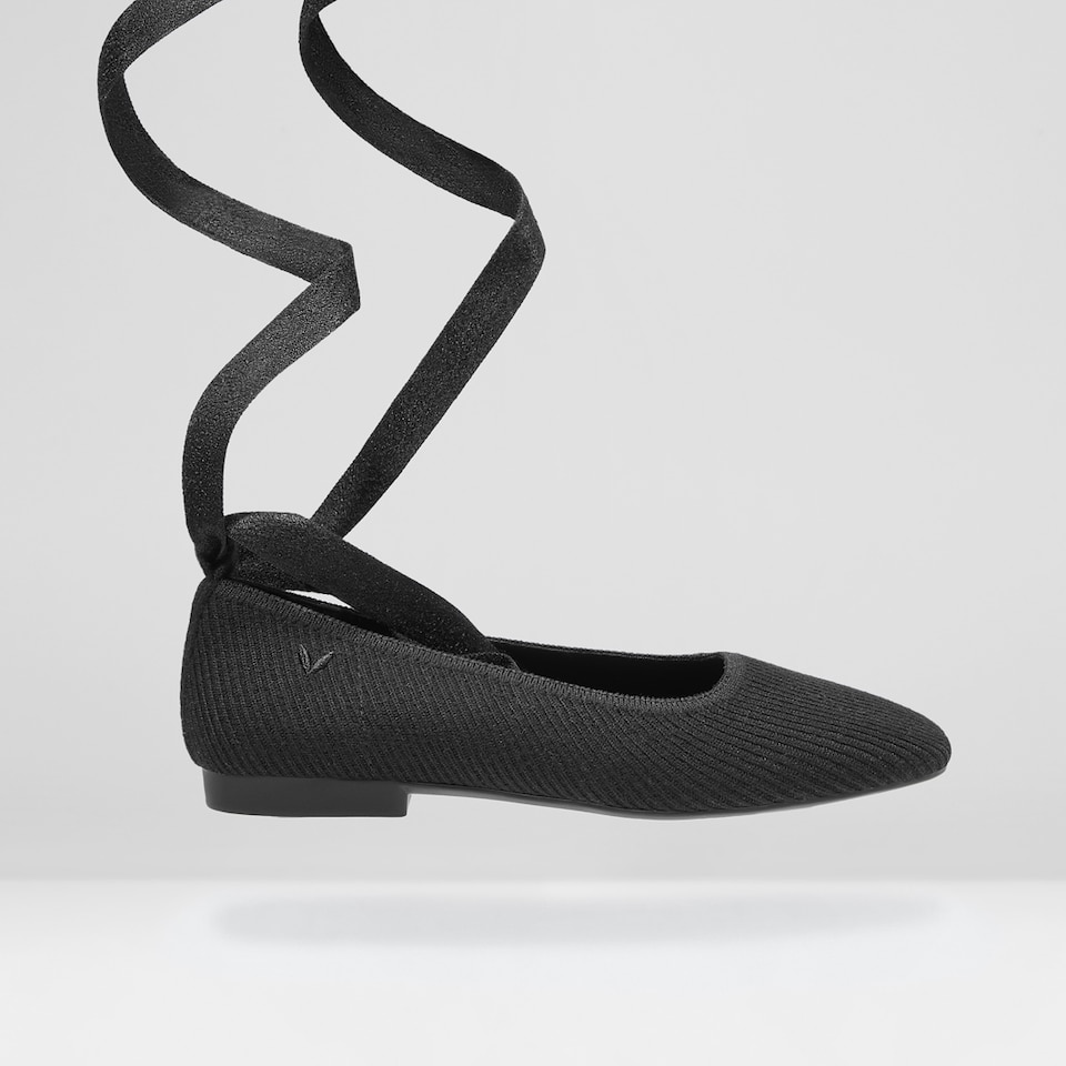 Merry Square-toe Ballerina Flats in Solid Black | Women's Sustainable,Washable and Stylish Shoes | VIVAIA
