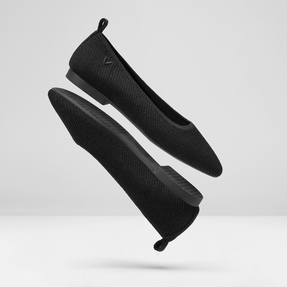 Merry Square-toe Ballerina Flats in Solid Black | Women's Sustainable,Washable and Stylish Shoes | VIVAIA