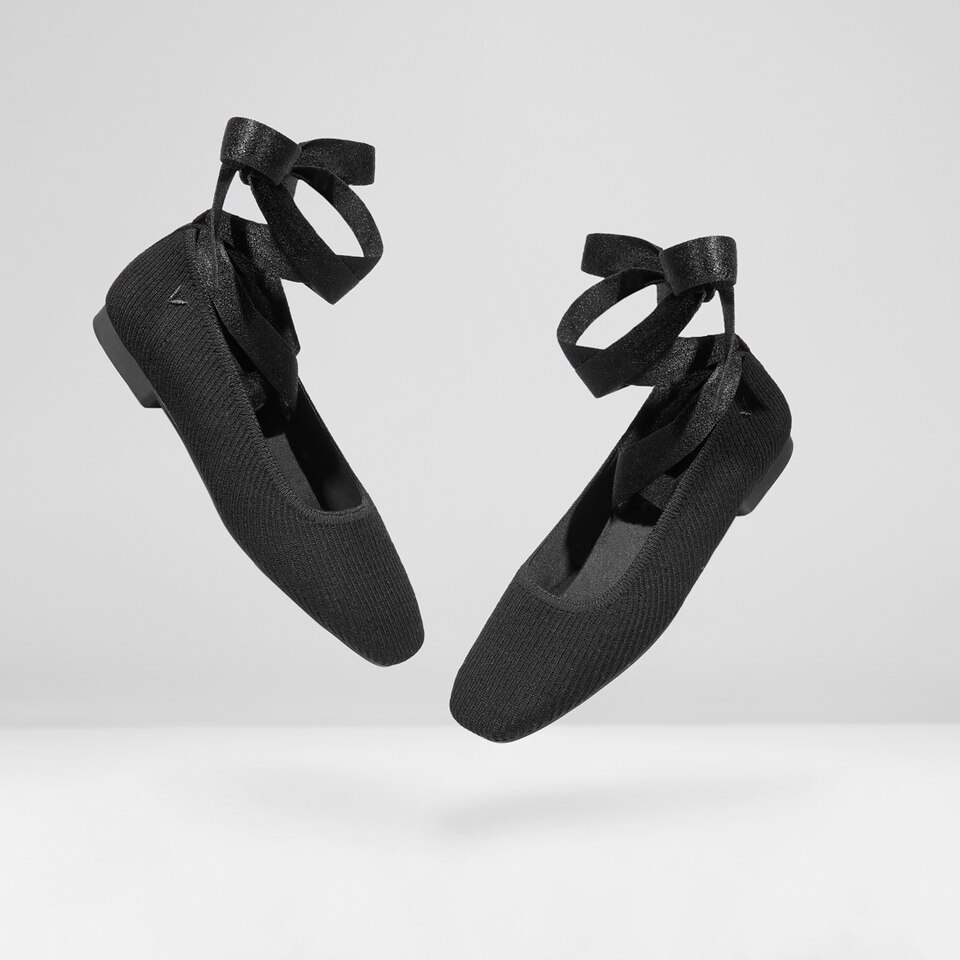 Merry Square-toe Ballerina Flats in Solid Black | Women's Sustainable,Washable and Stylish Shoes | VIVAIA