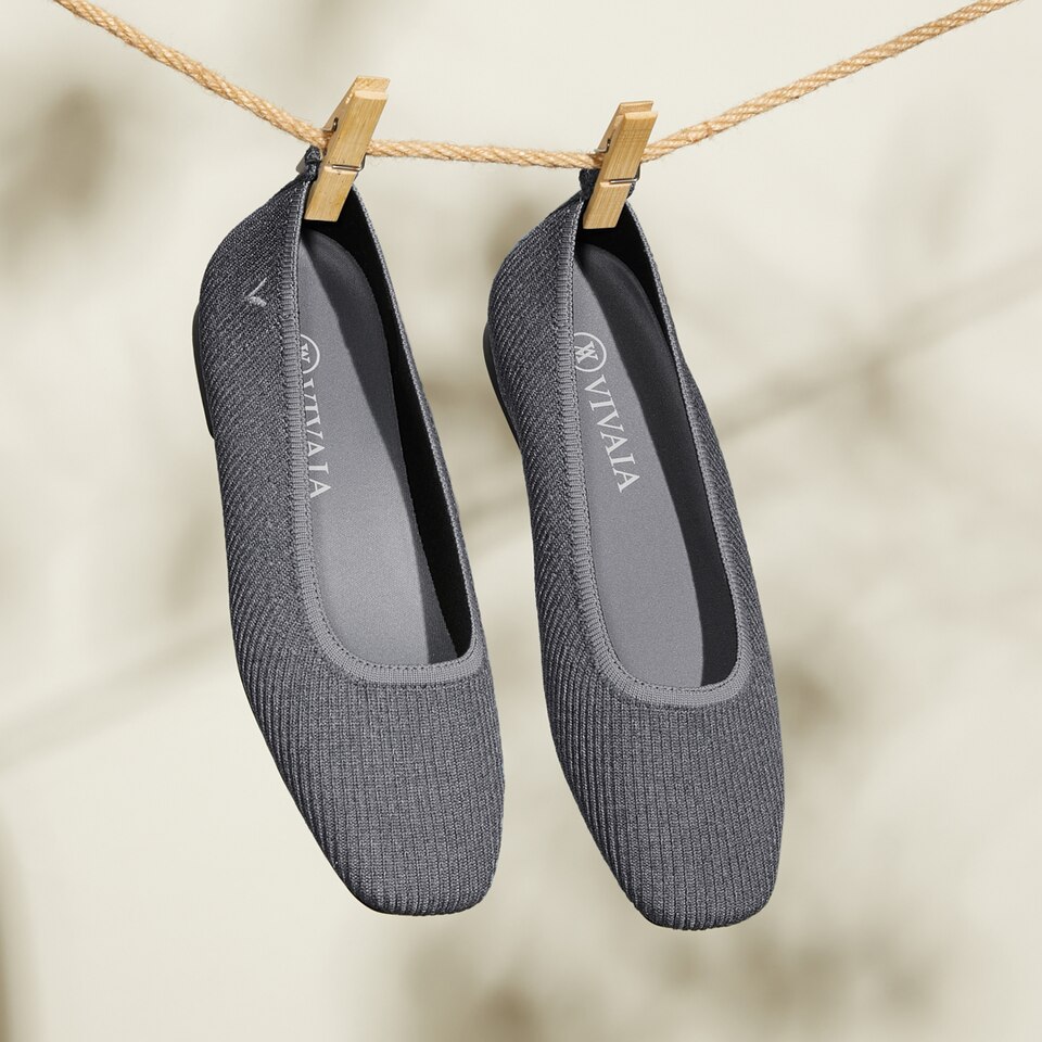 Merry Square-toe Ballerina Flats in Rich Grey | Women's Sustainable,Washable and Stylish Shoes | VIVAIA