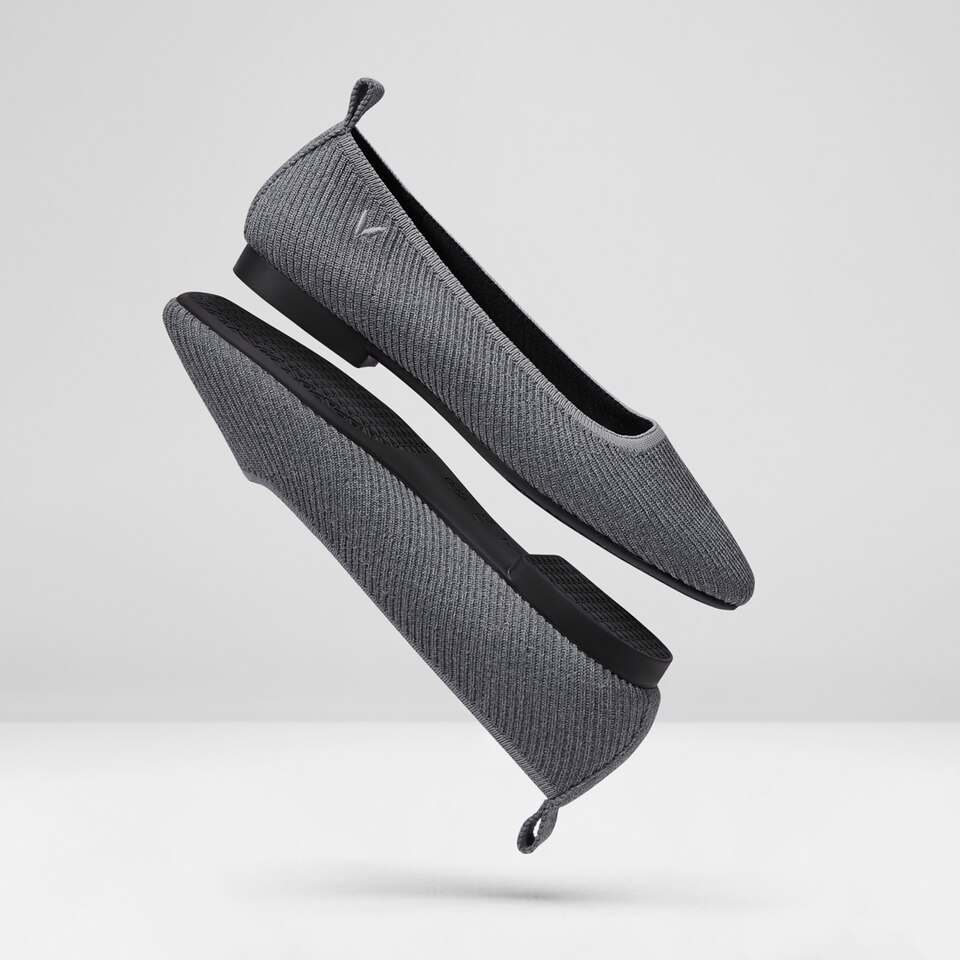 Merry Square-toe Ballerina Flats in Rich Grey | Women's Sustainable,Washable and Stylish Shoes | VIVAIA