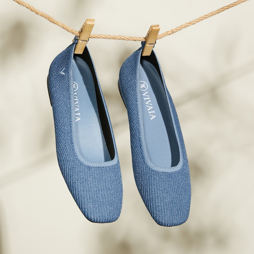 Merry Square-toe Ballerina Flats in Deep Denim | Women's Sustainable,Washable and Stylish Shoes | VIVAIA