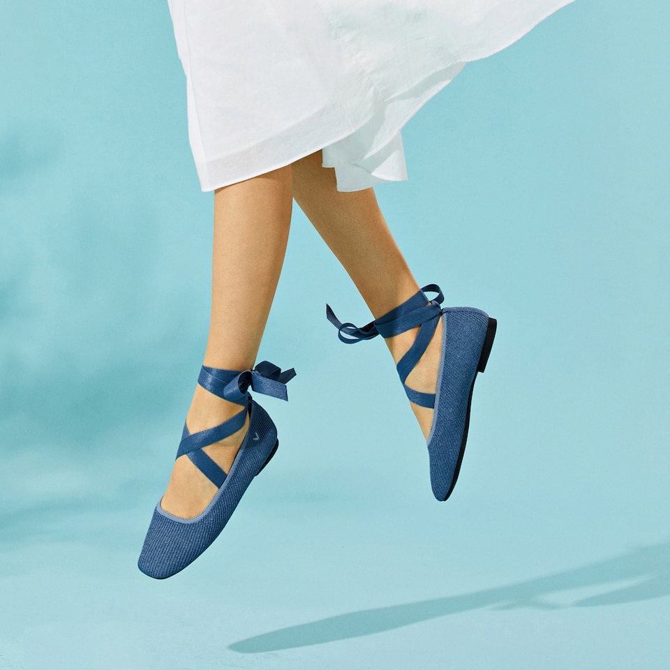 Merry Square-toe Ballerina Flats in Deep Denim | Women's Sustainable,Washable and Stylish Shoes | VIVAIA