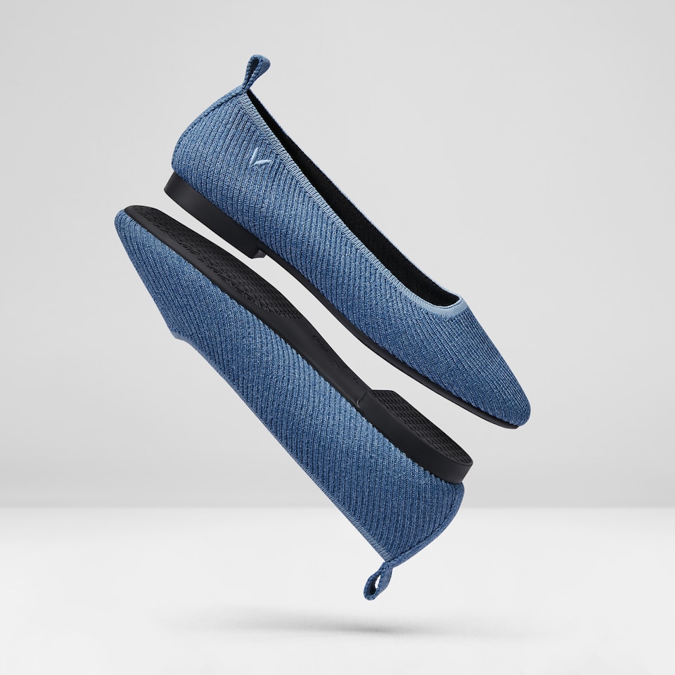 Merry Square-toe Ballerina Flats in Deep Denim | Women's Sustainable,Washable and Stylish Shoes | VIVAIA