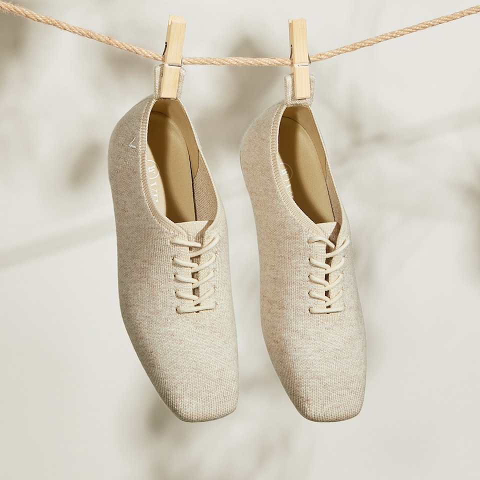 Evelyn Wool Square-toe Loafers in Cream Ivory | Women's Sustainable, Washable and Stylish Shoes | VIVAIA