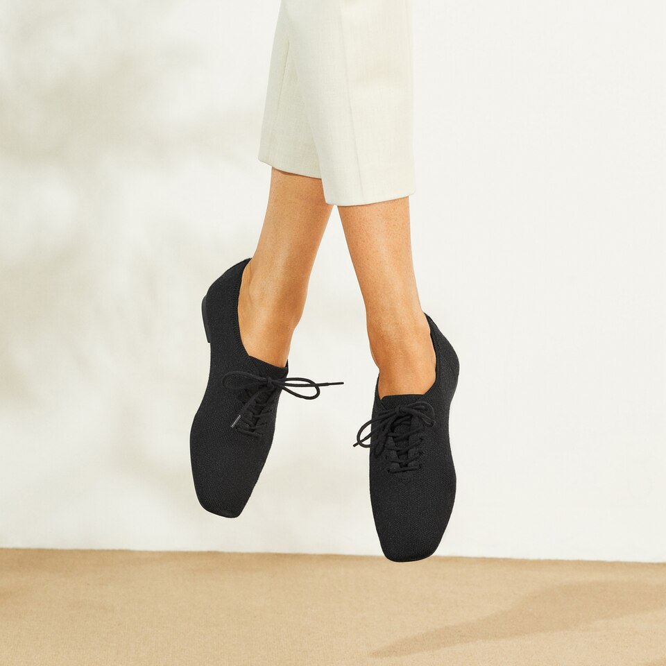 Evelyn Wool Square-toe Loafers in Black | Women's Sustainable, Washable and Stylish Shoes | VIVAIA