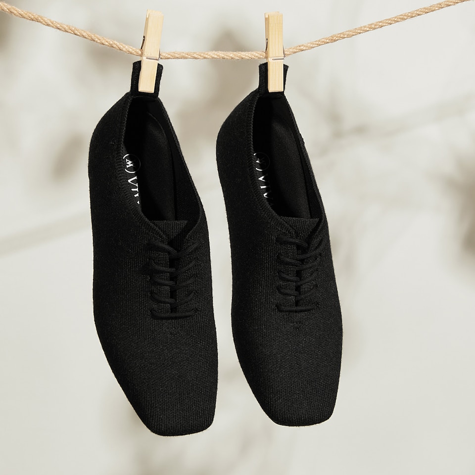 Evelyn Wool Square-toe Loafers in Black | Women's Sustainable, Washable and Stylish Shoes | VIVAIA