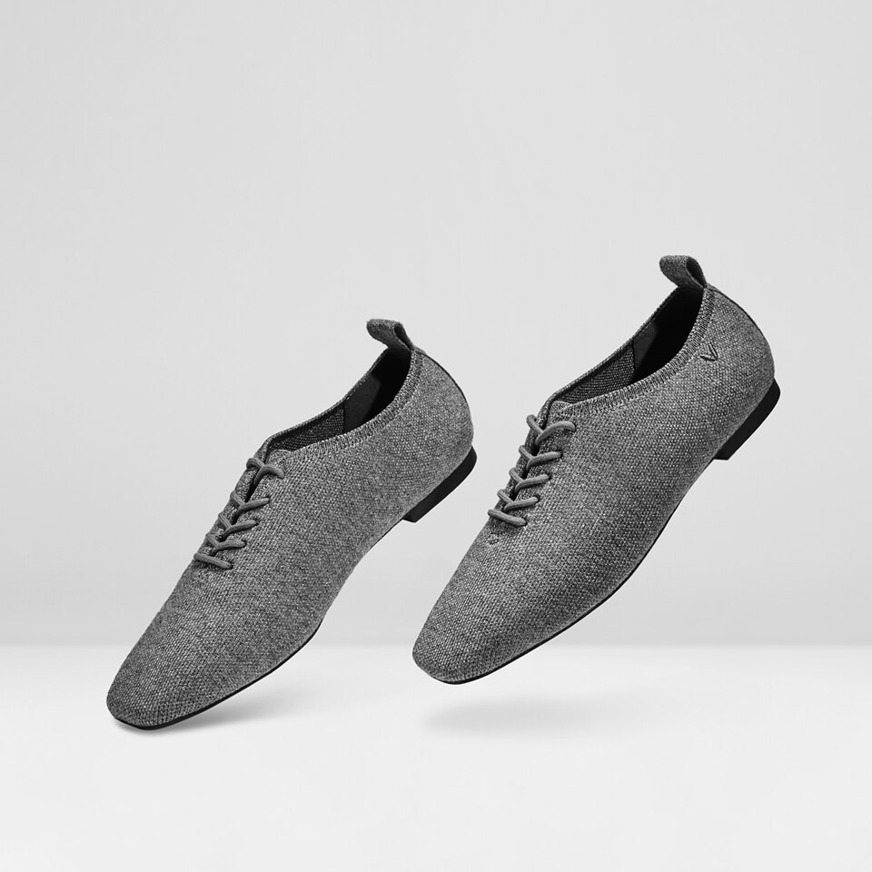 Evelyn Wool Square-toe Loafers in Rich Grey | Women's Sustainable, Washable and Stylish Shoes | VIVAIA