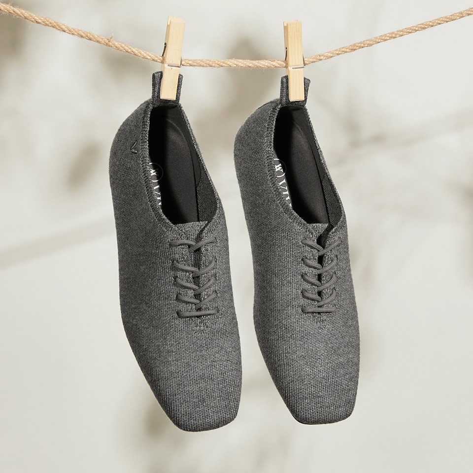 Evelyn Wool Square-toe Loafers in Rich Grey | Women's Sustainable, Washable and Stylish Shoes | VIVAIA