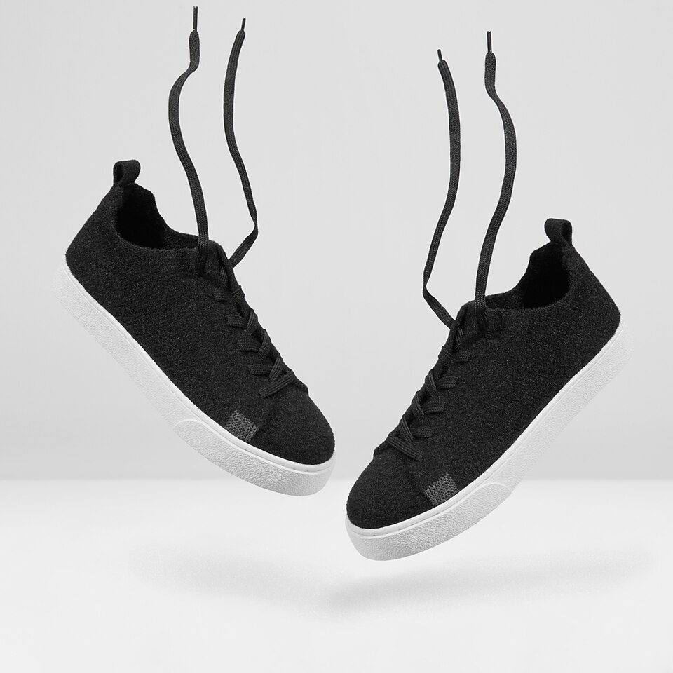 Kama Round-toe Wool Sneakers in Black | Women's Sustainable and Stylish Shoes | VIVAIA