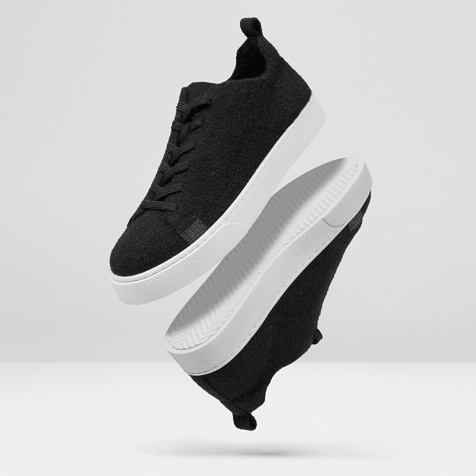 Kama Round-toe Wool Sneakers in Black | Women's Sustainable and Stylish Shoes | VIVAIA