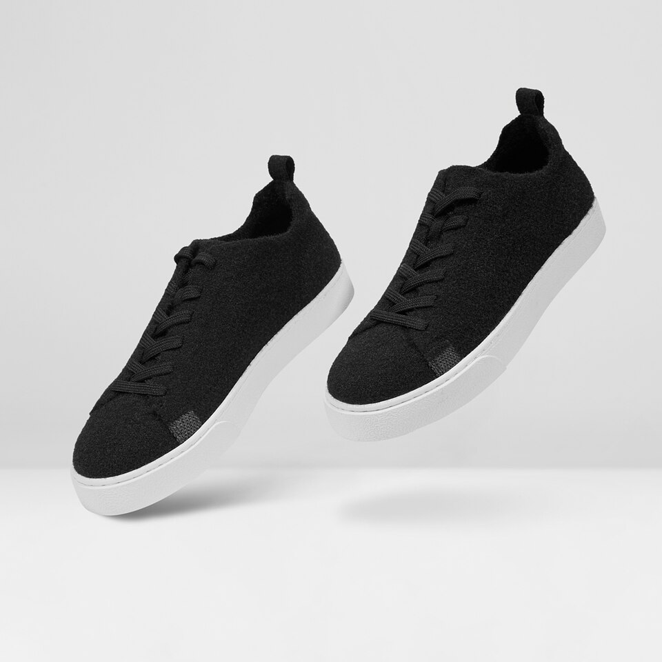 Kama Round-toe Wool Sneakers in Black | Women's Sustainable and Stylish Shoes | VIVAIA