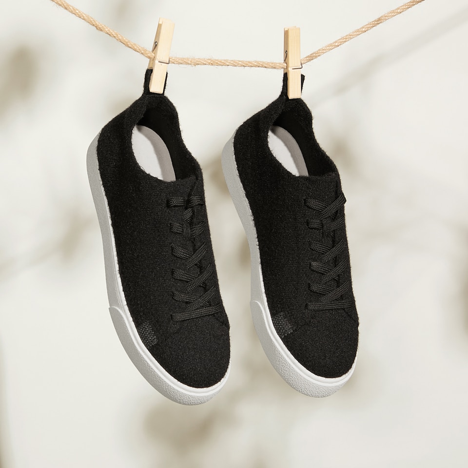 Kama Round-toe Wool Sneakers in Black | Women's Sustainable and Stylish Shoes | VIVAIA