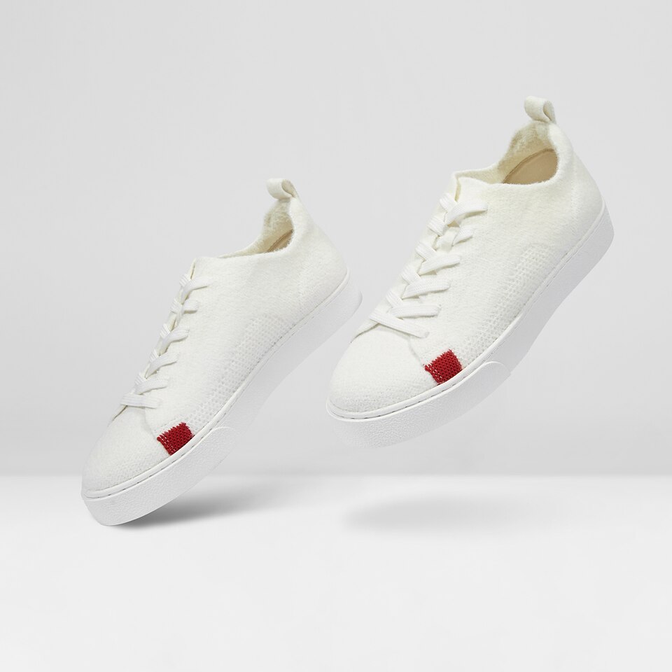 Kama Round-toe Wool Sneakers in Red Stripe | Women's Sustainable and Stylish Shoes | VIVAIA