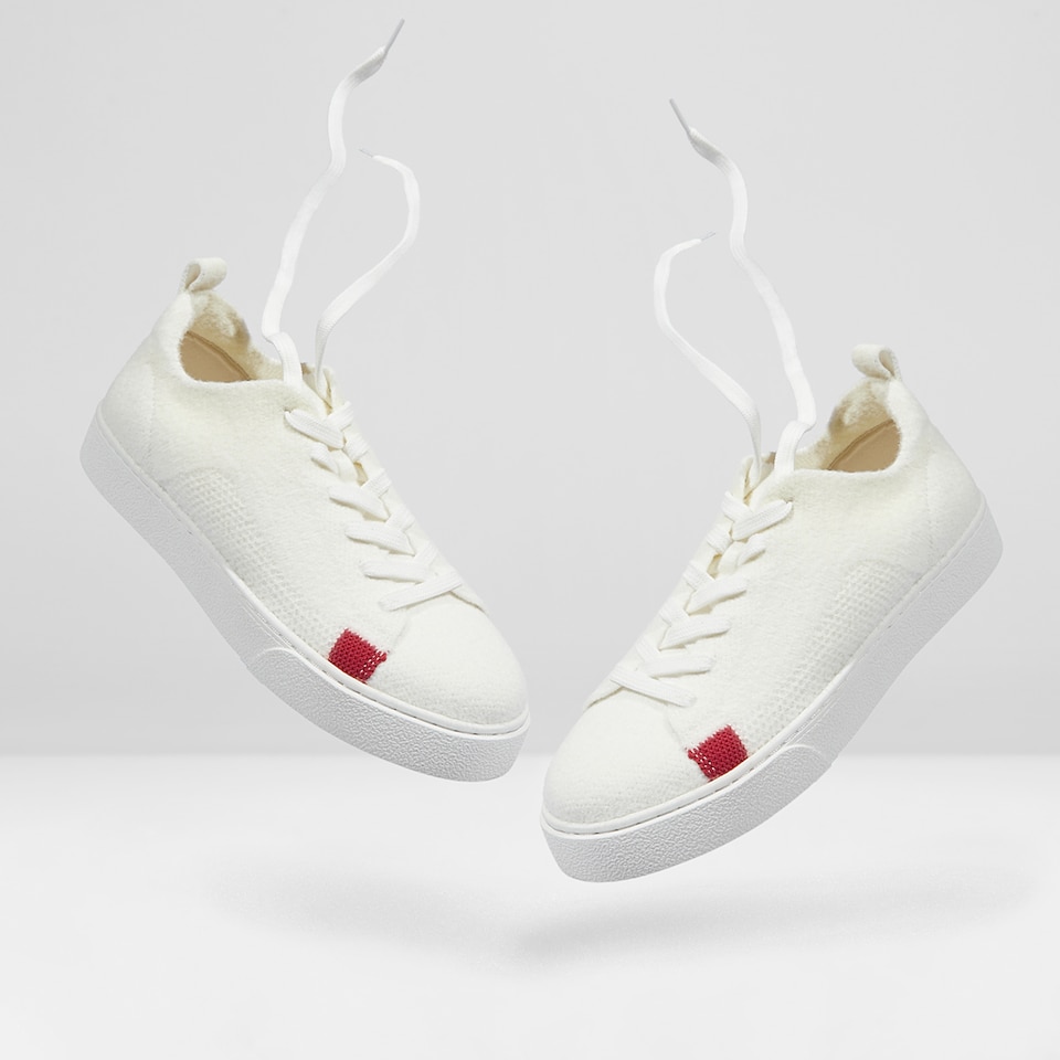 Kama Round-toe Wool Sneakers in Red Stripe | Women's Sustainable and Stylish Shoes | VIVAIA