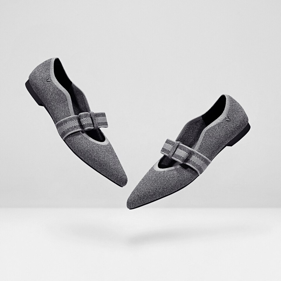 Daphne Pointy Mary Jane Flats in Rich Grey | Women's Sustainable, Washable and Stylish Shoes | VIVAIA