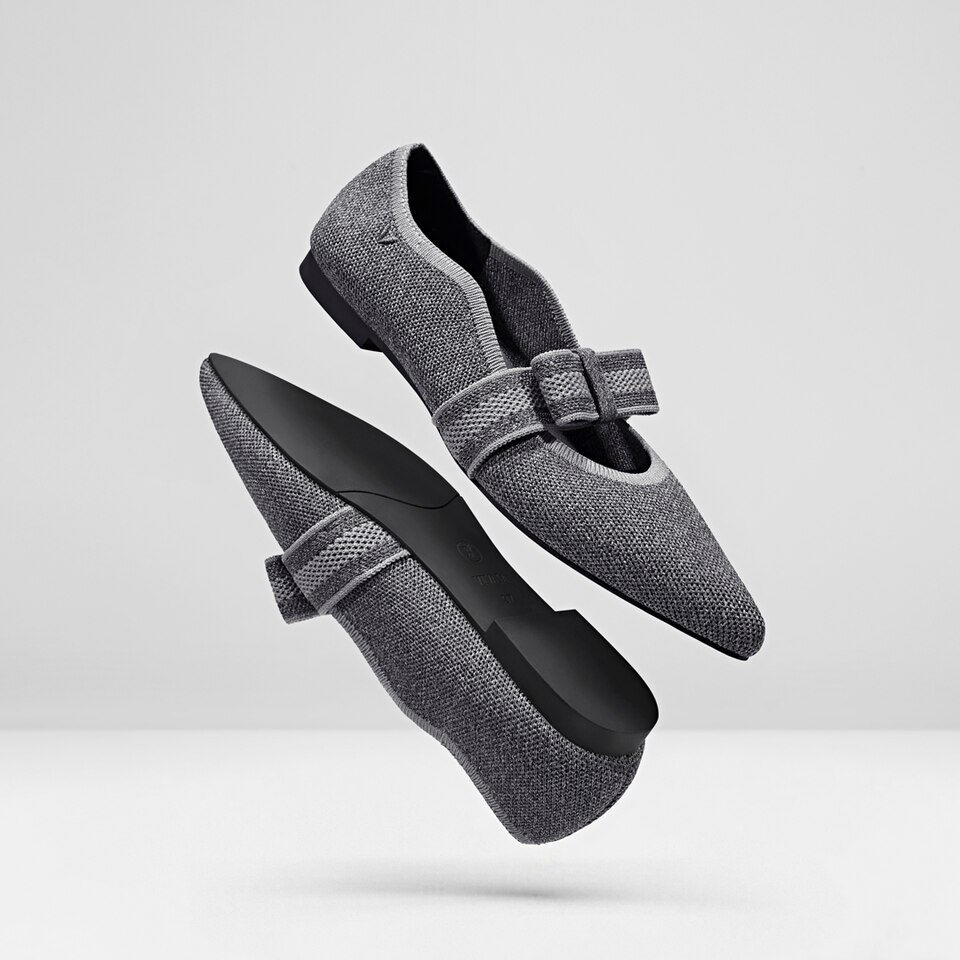 Daphne Pointy Mary Jane Flats in Rich Grey | Women's Sustainable, Washable and Stylish Shoes | VIVAIA