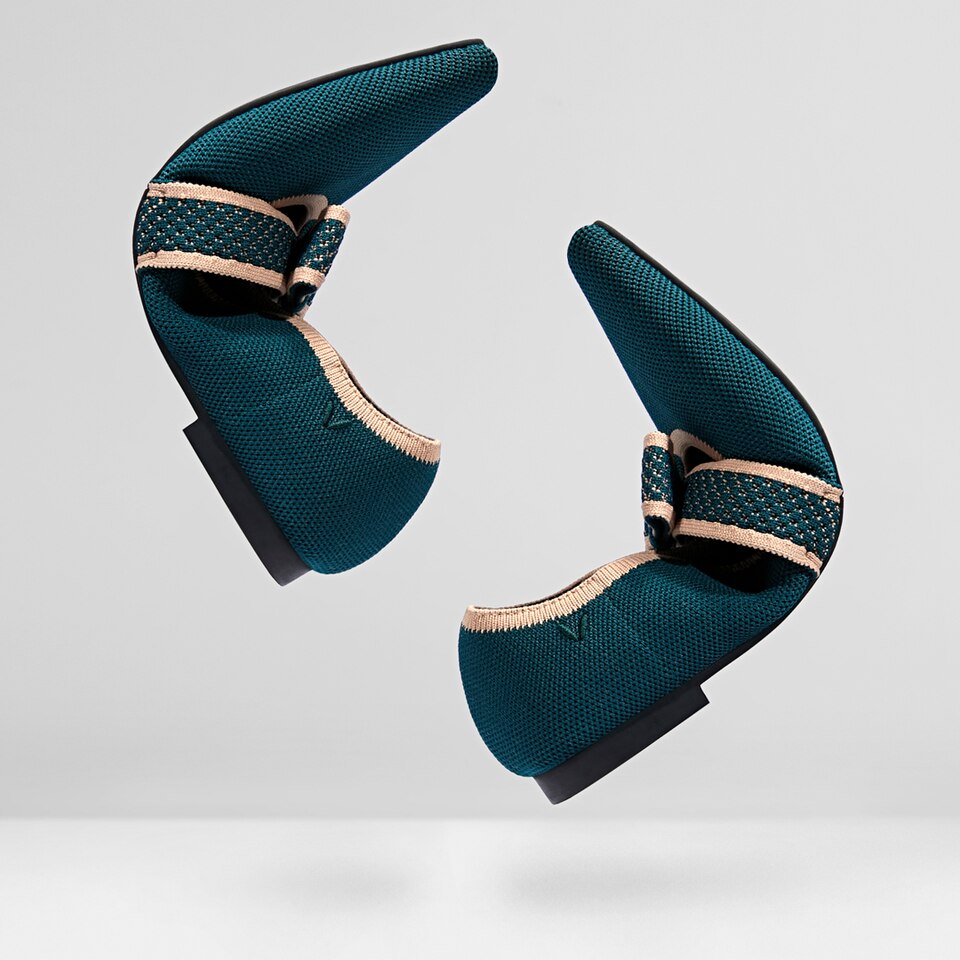 Daphne Pointy Mary Jane Flats in Deep Peacock | Women's Sustainable, Washable and Stylish Shoes | VIVAIA