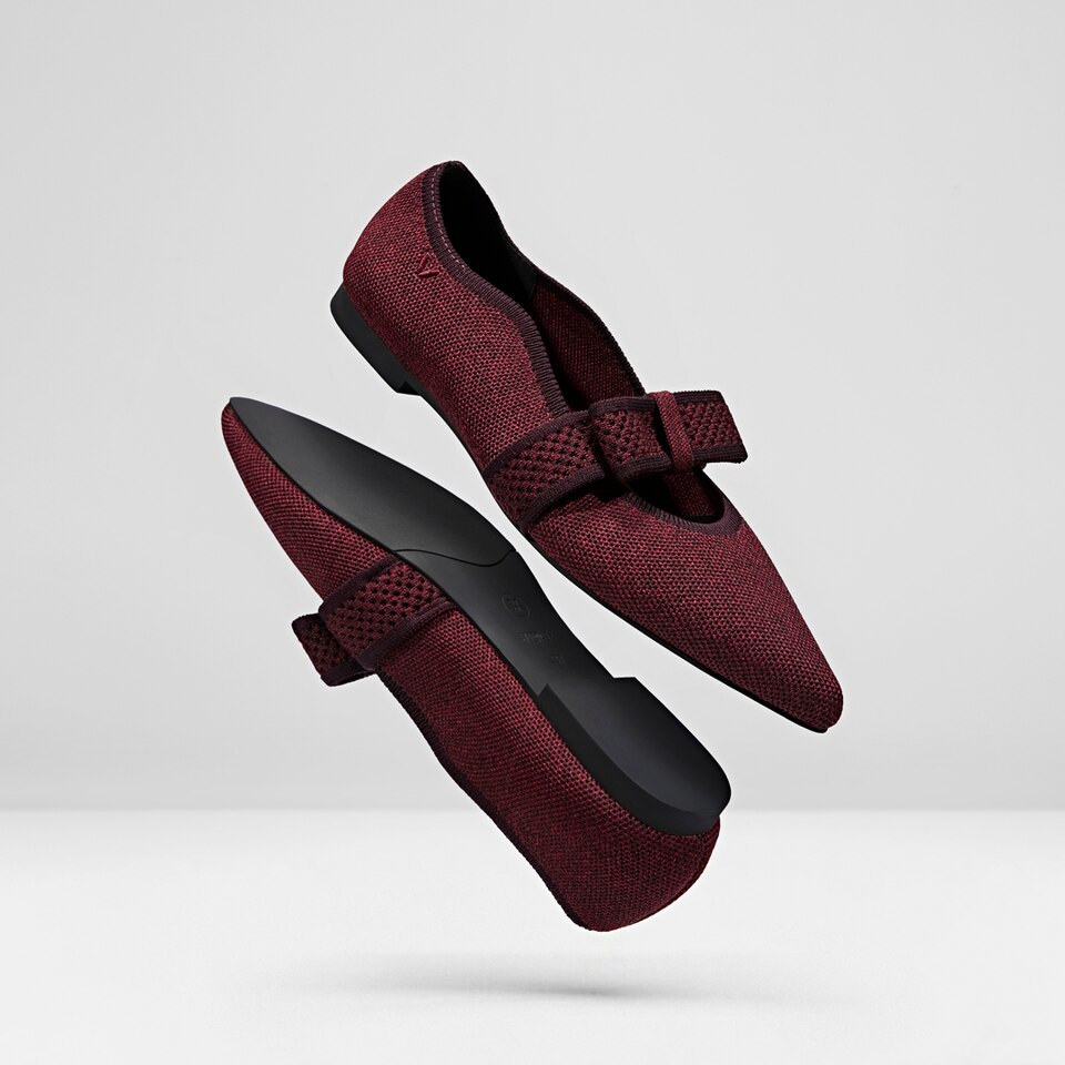 Daphne Pointy Mary Jane Flats in Garnet Red | Women's Sustainable, Washable and Stylish Shoes | VIVAIA