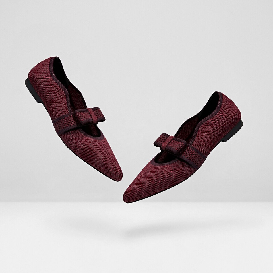 Daphne Pointy Mary Jane Flats in Garnet Red | Women's Sustainable, Washable and Stylish Shoes | VIVAIA