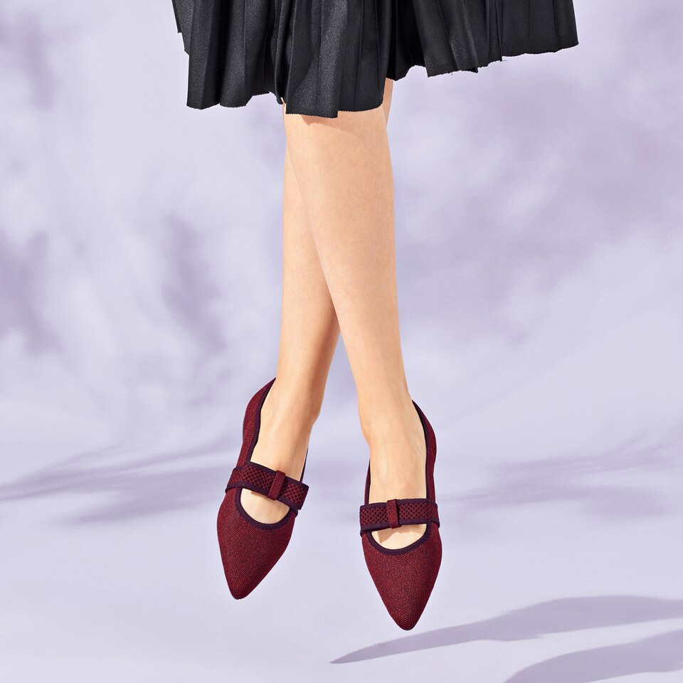 Daphne Pointy Mary Jane Flats in Garnet Red | Women's Sustainable, Washable and Stylish Shoes | VIVAIA