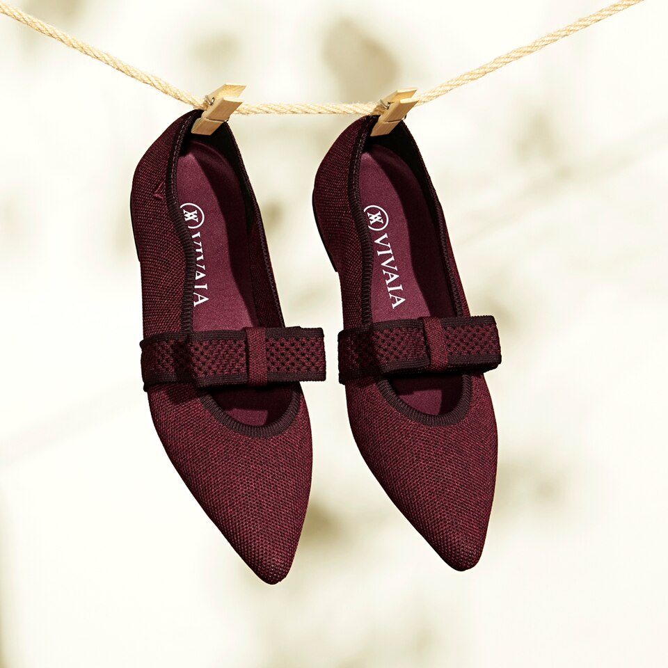 Daphne Pointy Mary Jane Flats in Garnet Red | Women's Sustainable, Washable and Stylish Shoes | VIVAIA
