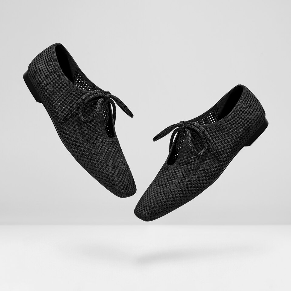 Vanessa Square-toe Flats in Deep Ebony | Women's Sustainable, Washable and Stylish Black Shoes | VIVAIA