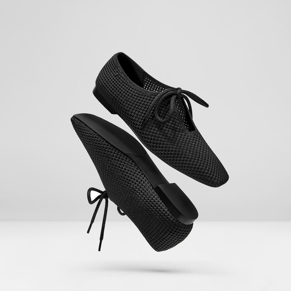Vanessa Square-toe Flats in Deep Ebony | Women's Sustainable, Washable and Stylish Black Shoes | VIVAIA