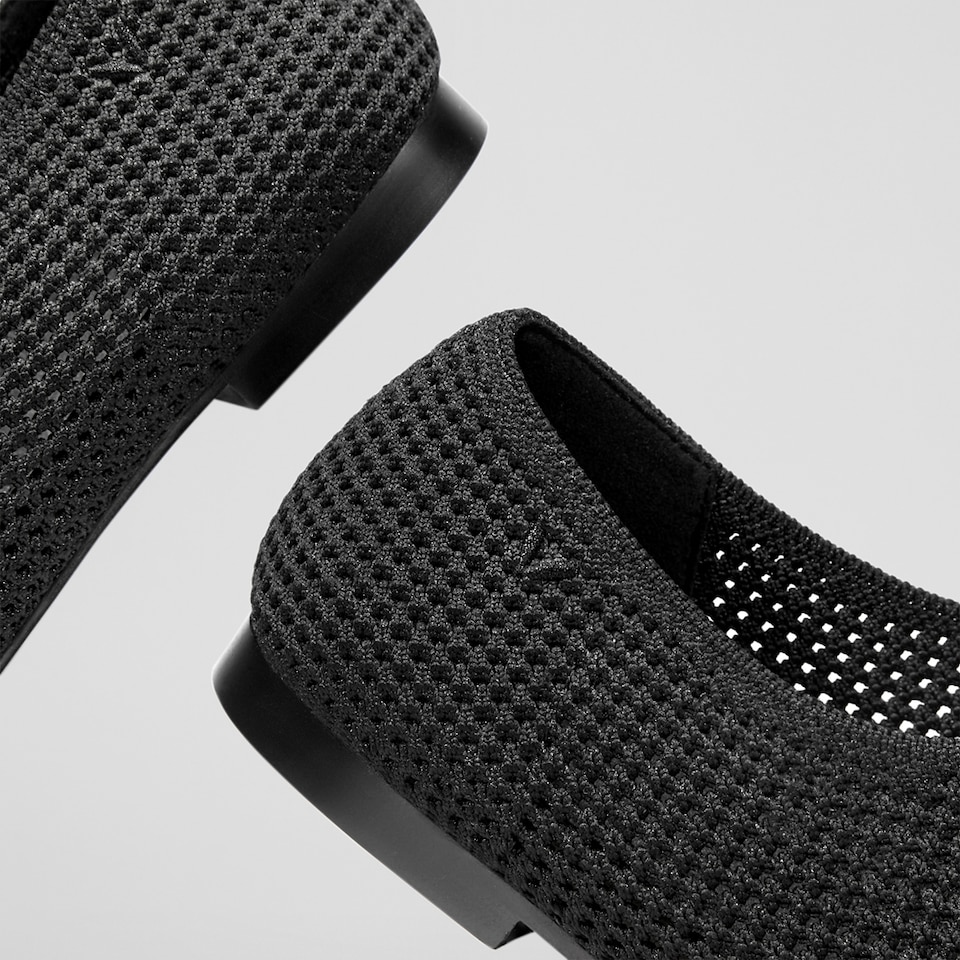 Vanessa Square-toe Flats in Deep Ebony | Women's Sustainable, Washable and Stylish Black Shoes | VIVAIA
