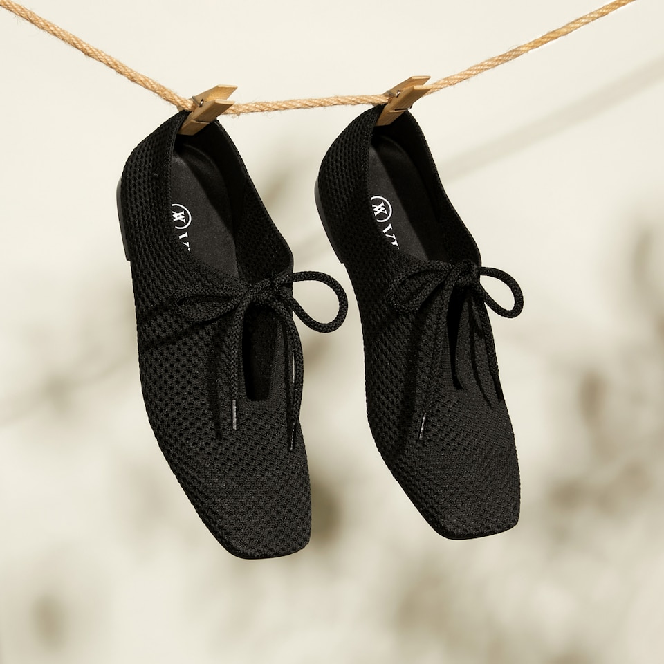 Vanessa Square-toe Flats in Deep Ebony | Women's Sustainable, Washable and Stylish Black Shoes | VIVAIA
