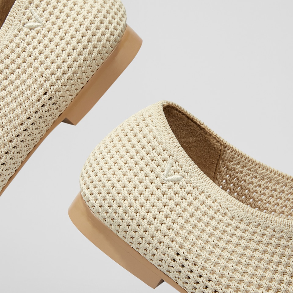 Vanessa Square-toe Flats in Cream Ivory | Women's Sustainable, Washable and Stylish Shoes | VIVAIA