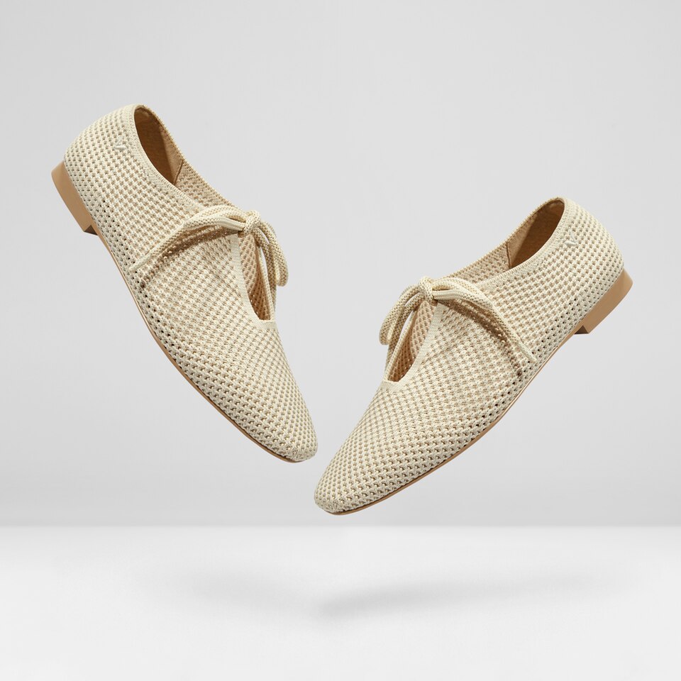 Vanessa Square-toe Flats in Cream Ivory | Women's Sustainable, Washable and Stylish Shoes | VIVAIA