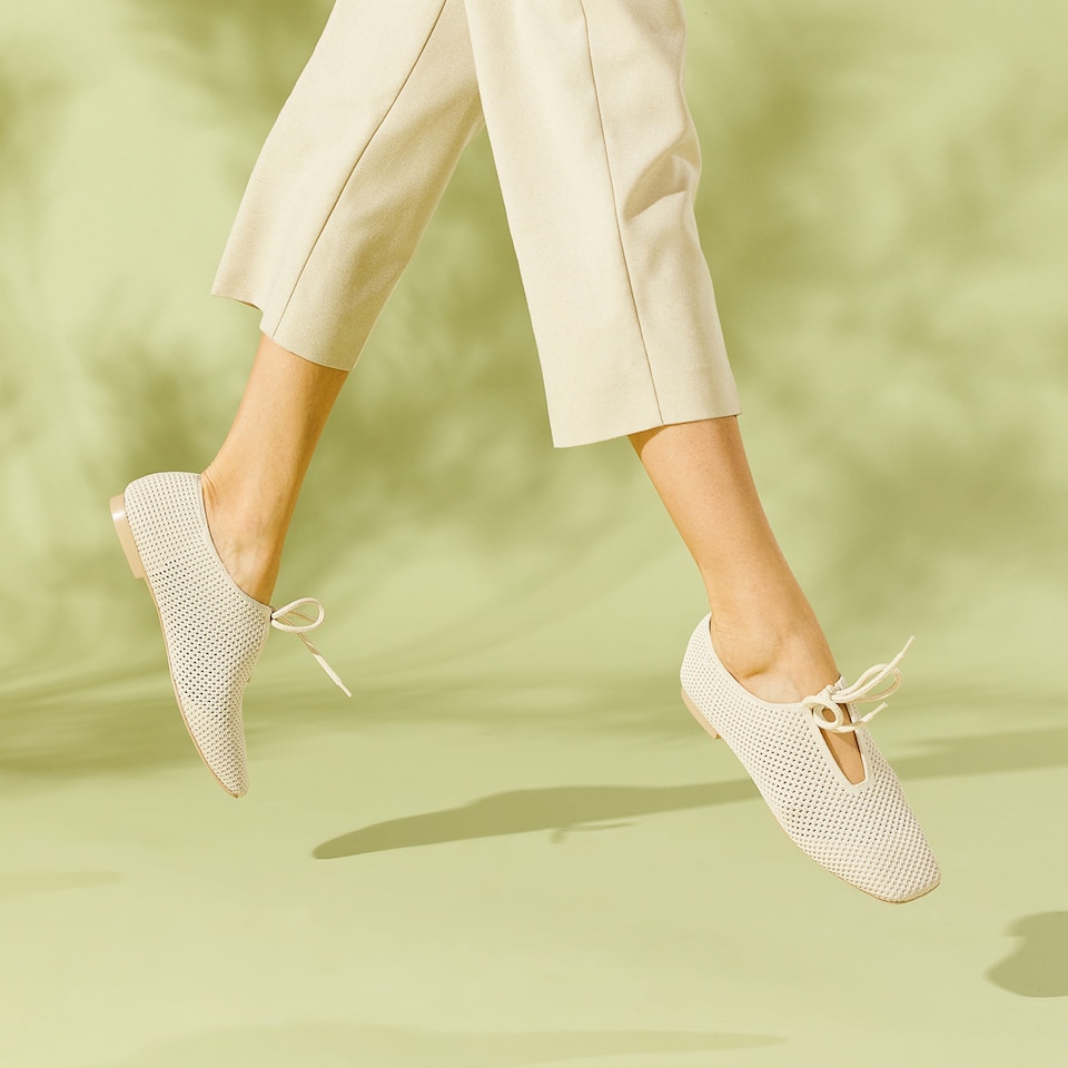 Vanessa Square-toe Flats in Cream Ivory | Women's Sustainable, Washable and Stylish Shoes | VIVAIA