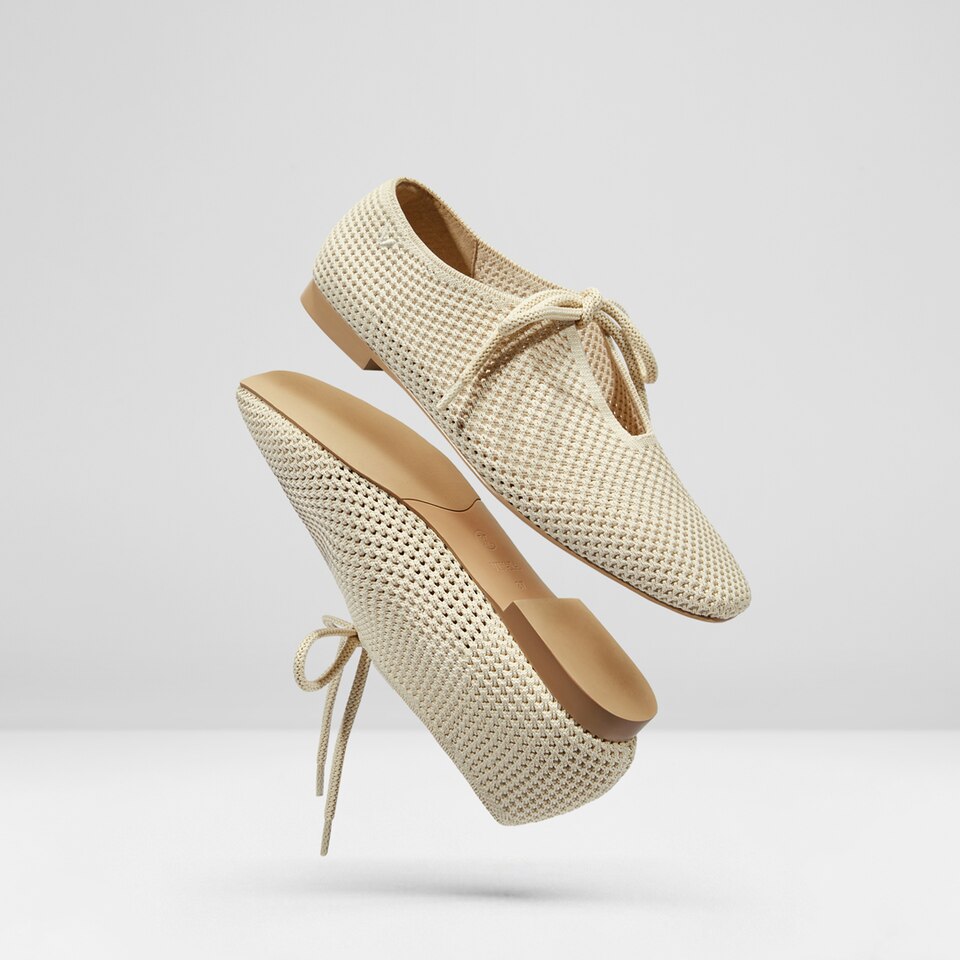 Vanessa Square-toe Flats in Cream Ivory | Women's Sustainable, Washable and Stylish Shoes | VIVAIA