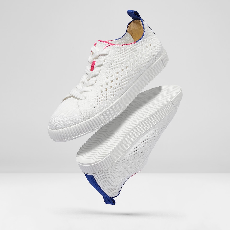 Polly Round-toe Sneakers in White Blue | Women's Sustainable, Washable and Stylish Shoes | VIVAIA