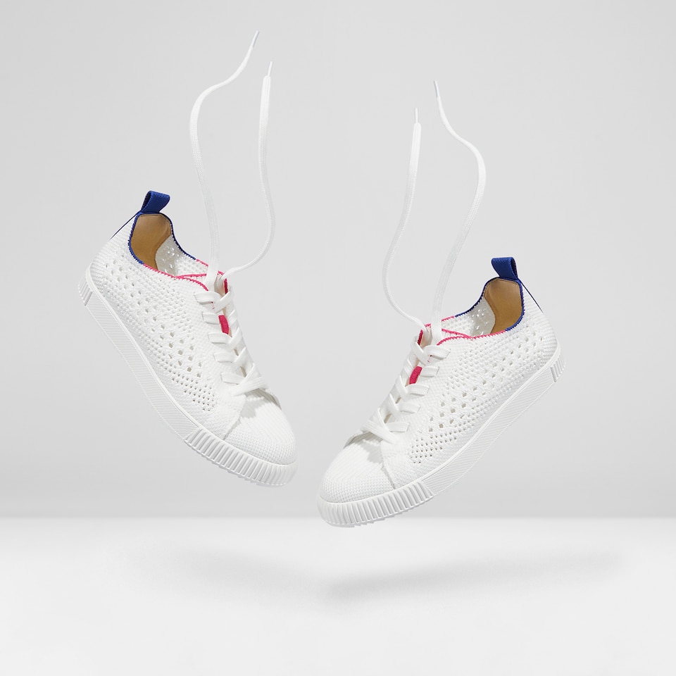 Polly Round-toe Sneakers in White Blue | Women's Sustainable, Washable and Stylish Shoes | VIVAIA