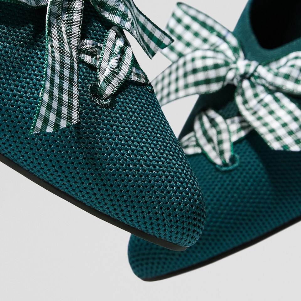 Molly Pointed-Toe Bow Mules in Sacramento Green - Women's Sustainable and Stylish Shoes | Vivaia