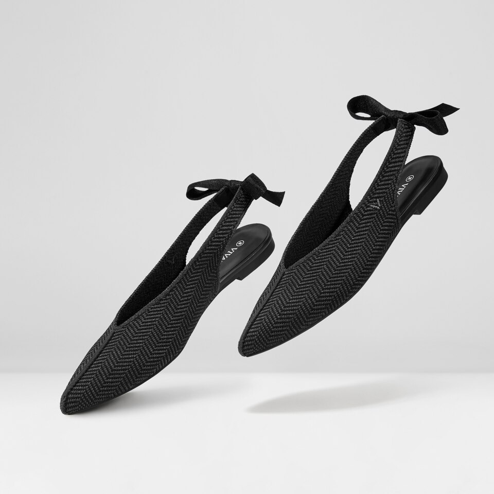 Emily Pointed-toe Sling-Back Sandals in Black - Women's Sustainable, Washable and Stylish Shoes | Vivaia