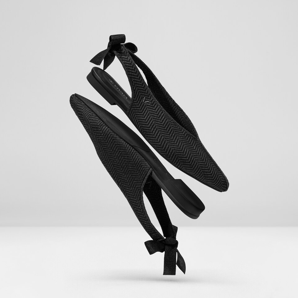 Emily Pointed-toe Sling-Back Sandals in Black - Women's Sustainable, Washable and Stylish Shoes | Vivaia