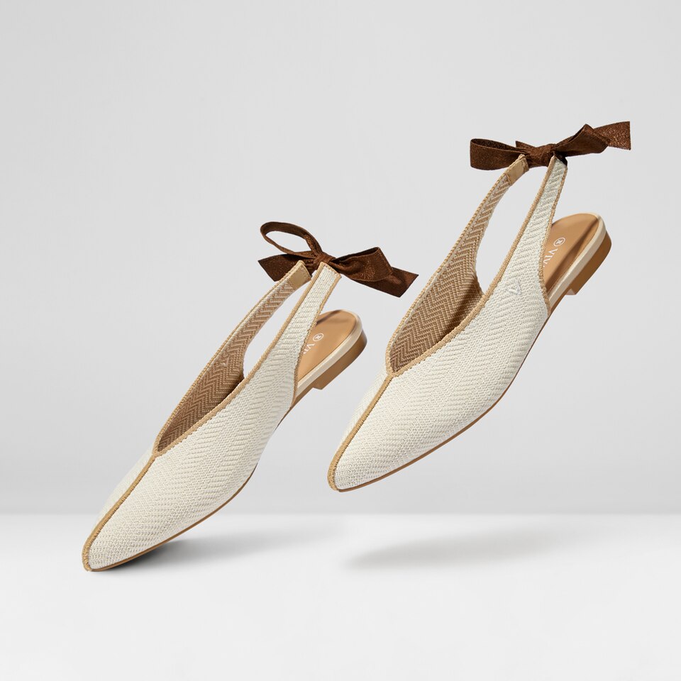 Emily Pointed-toe Sling-Back Sandals in Cream Ivory - Women's Sustainable, Washable and Stylish Shoes | Vivaia