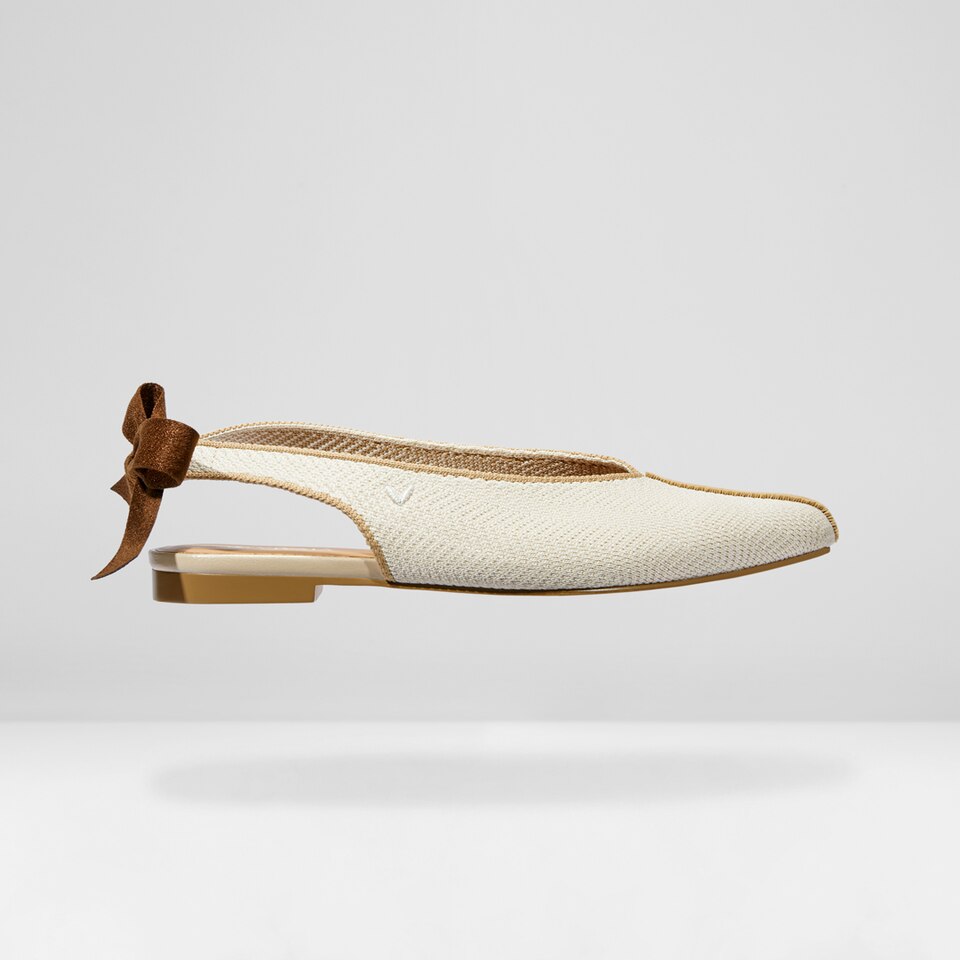 Emily Pointed-toe Sling-Back Sandals in Cream Ivory - Women's Sustainable, Washable and Stylish Shoes | Vivaia