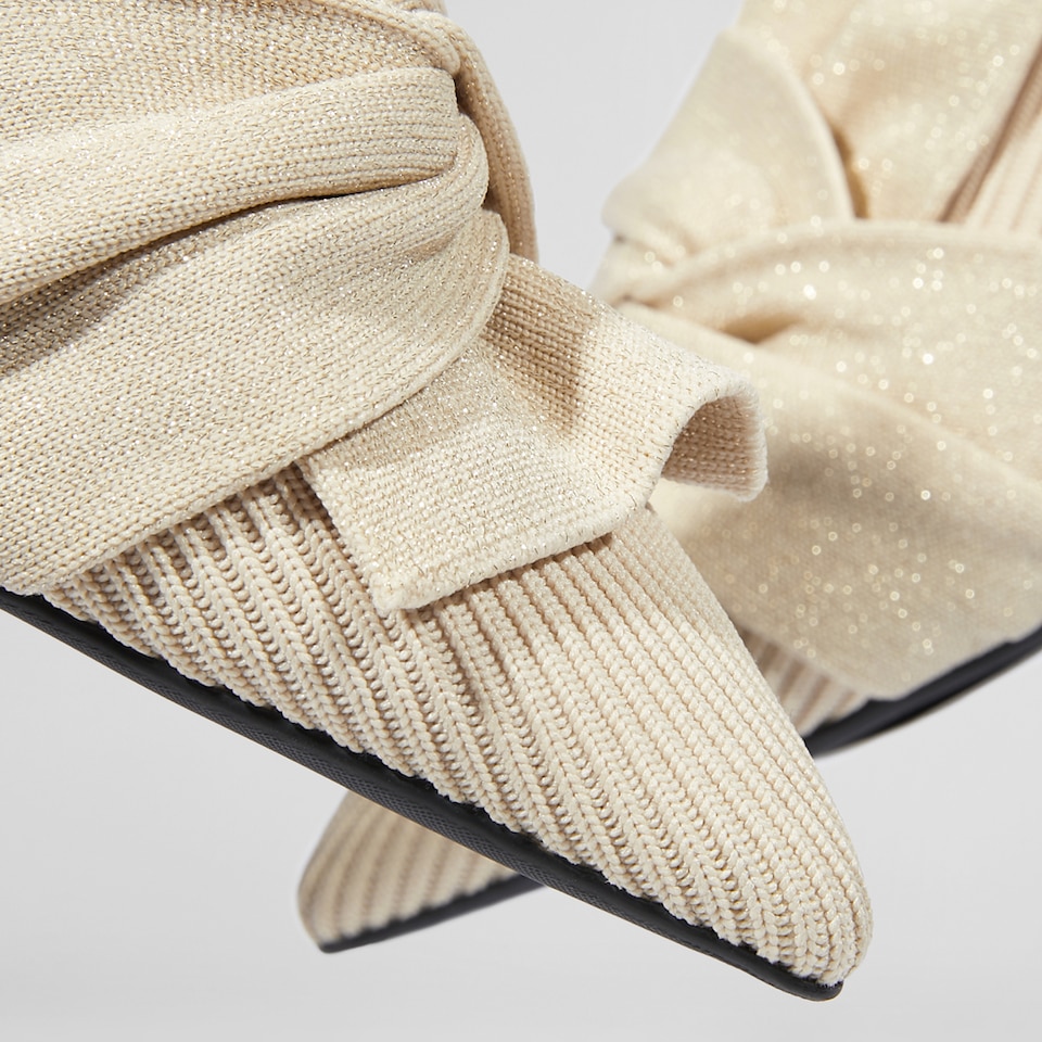 Yaffa Pointed-Toe Knot Mules in Cream Ivory - Women's Sustainable and Stylish Shoes | Vivaia