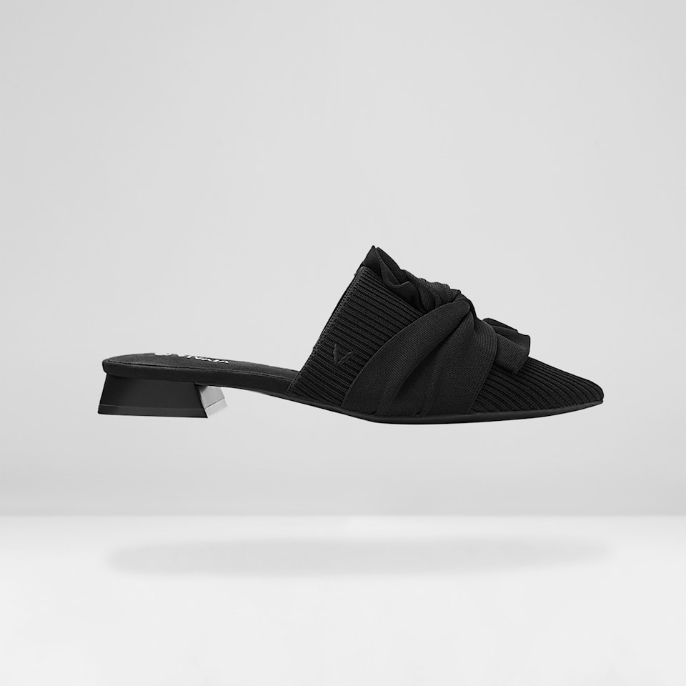 Yaffa Pointed-Toe Knot Mules in Black - Women's Sustainable and Stylish Shoes | Vivaia