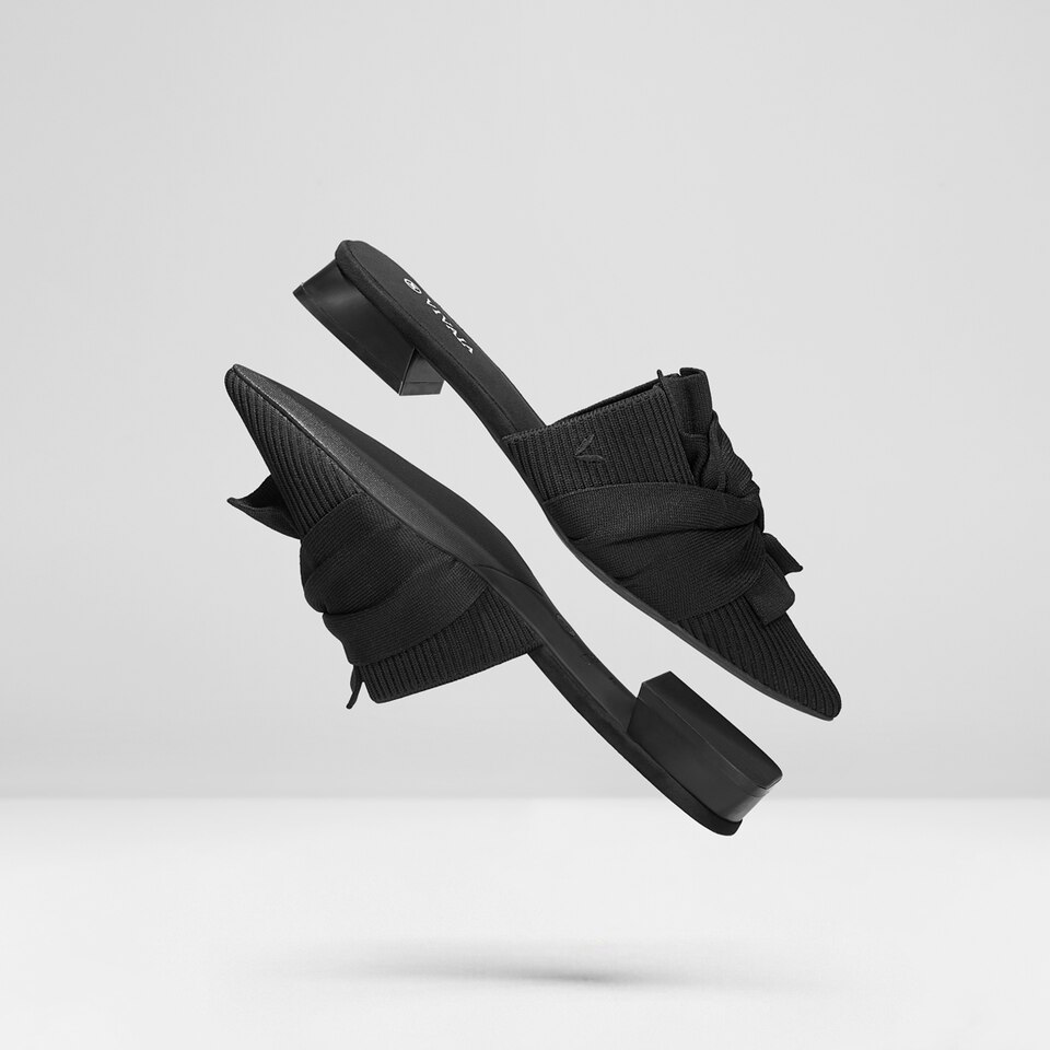 Yaffa Pointed-Toe Knot Mules in Black - Women's Sustainable and Stylish Shoes | Vivaia