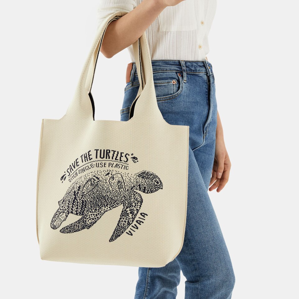 Yoki Tote Bag in Sea Turtle - Women's Sustainable, Washable and Stylish Knitbags | Vivaia