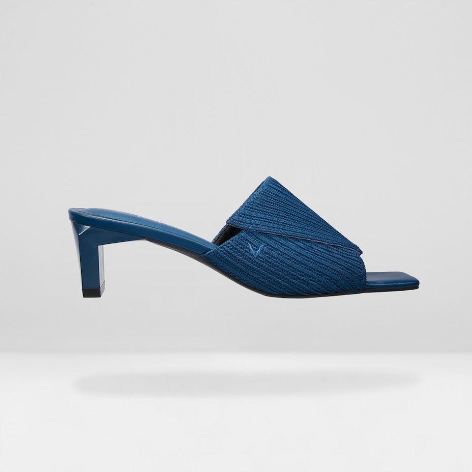 Jade Square-toe Heeled Sandals in Denim Blue | Women's Sustainable and Stylish Shoes | VIVAIA