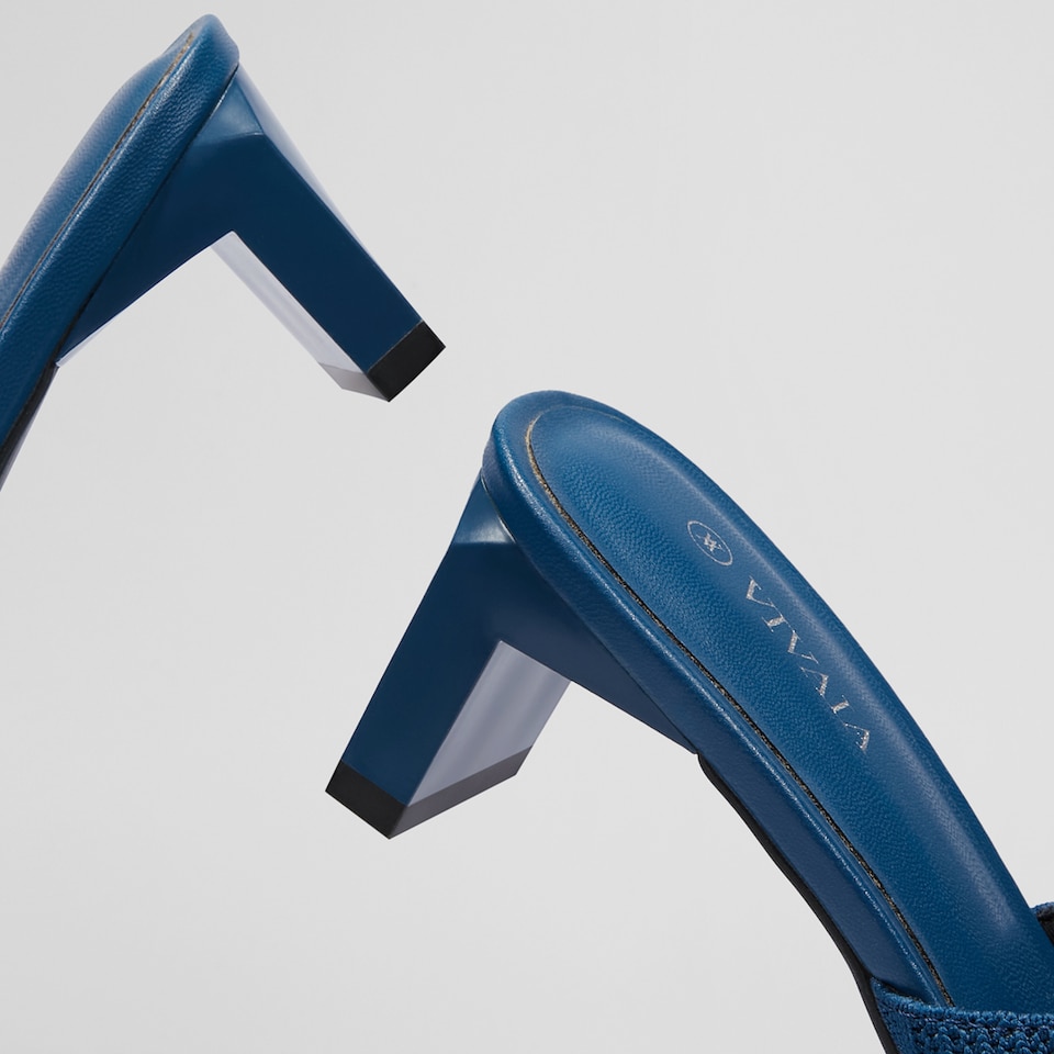 Jade Square-toe Heeled Sandals in Denim Blue | Women's Sustainable and Stylish Shoes | VIVAIA