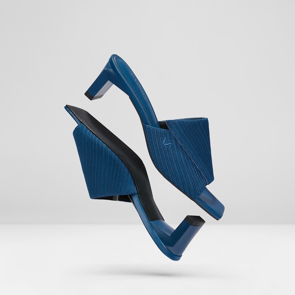 Jade Square-toe Heeled Sandals in Denim Blue | Women's Sustainable and Stylish Shoes | VIVAIA