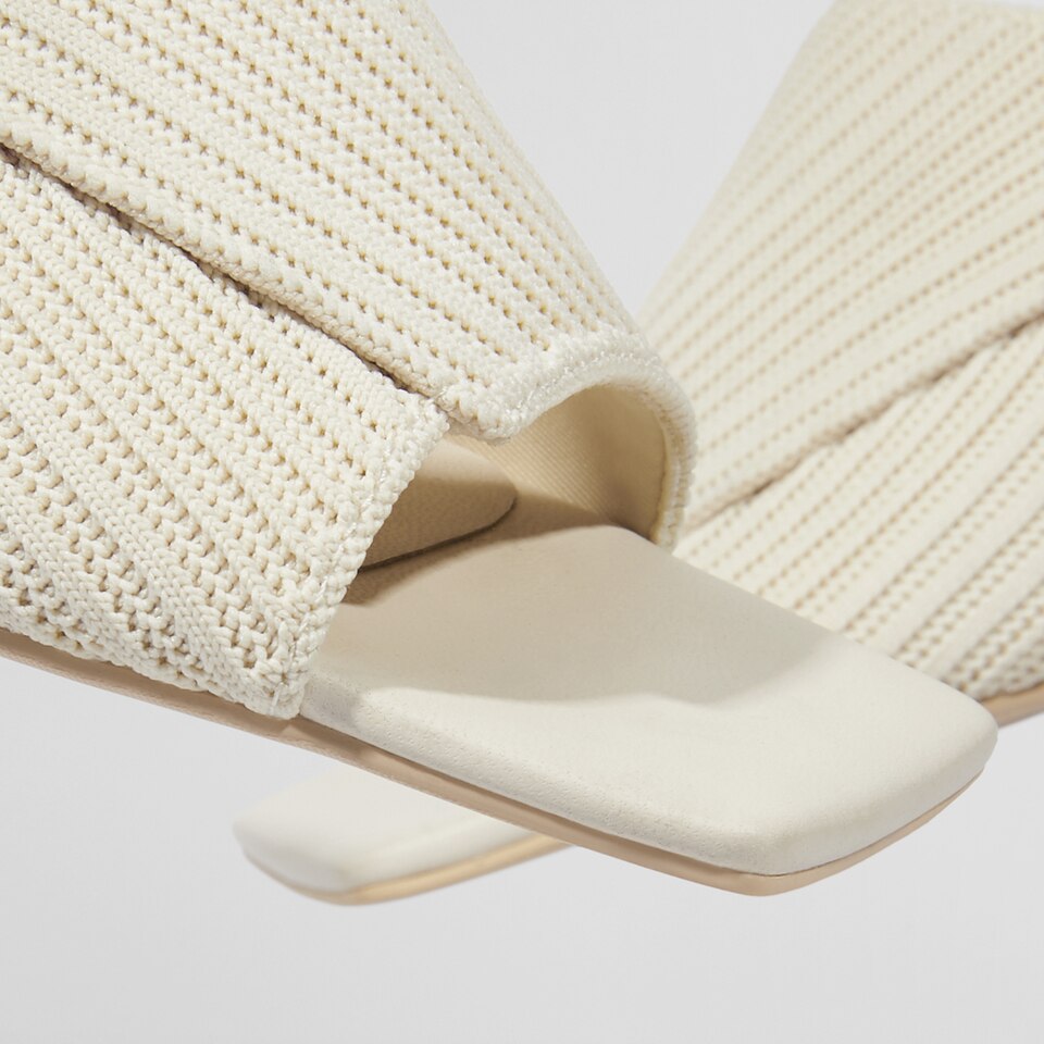 Jade Square-toe Heeled Sandals in Cream Ivory | Women's Sustainable and Stylish Shoes | VIVAIA